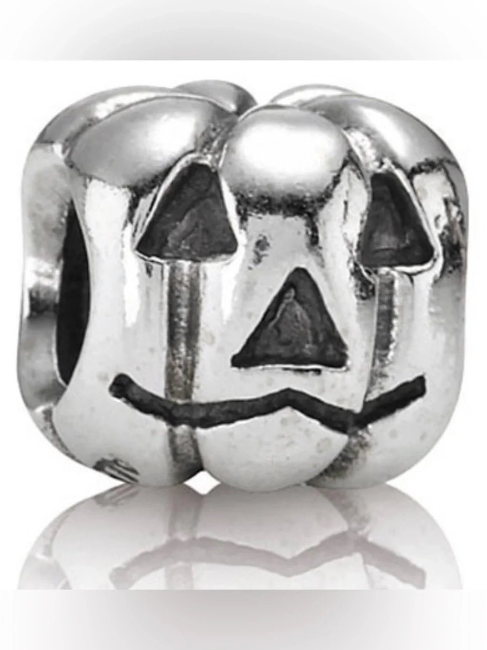 Pandora Silver Pumpkin Jack-O'-Lantern Bead Charm